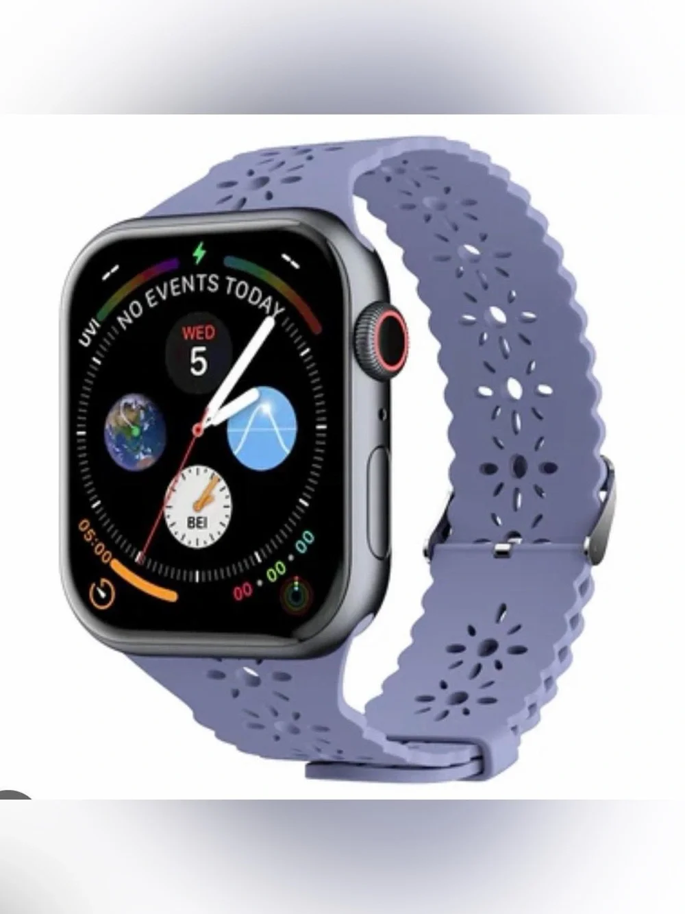 New LAX Apple Watch Band Lace Silicone Gray Blue Series 1-8 & SE New In Package